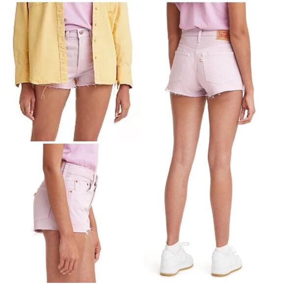 Levi's 501 Button Fly Cut Off Denim Shorts High Rise Lavender Lilac Size 30 NWT - Picture 8 of 8